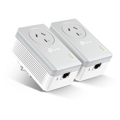 TP-LINK TL-PA4010P KIT AV600 POWERLINE PASSTHROUGH STARTER KIT 2X ADAPTERS WHITE/GREY