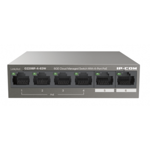 IP-COM ICMG2206P-4-63W 4PORT GIGABIT POE+ SWITCH 63W L2 CLOUD MANAGED DESKTOP/WALL BROWN