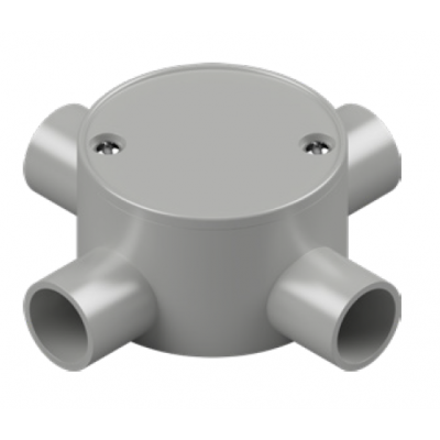 JUNCTION BOX SHALLOW PVC 20MM 4 WAY GREY