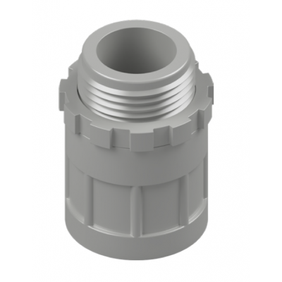 SCREW ADAPTOR & LOCK RING PVC 20MM GREY